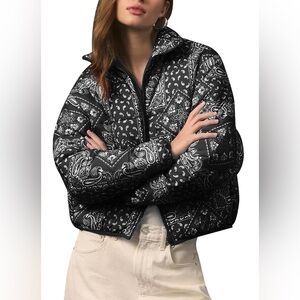 D-Sun Women's Black Paisley Puffer Jacket - Size XL NWT